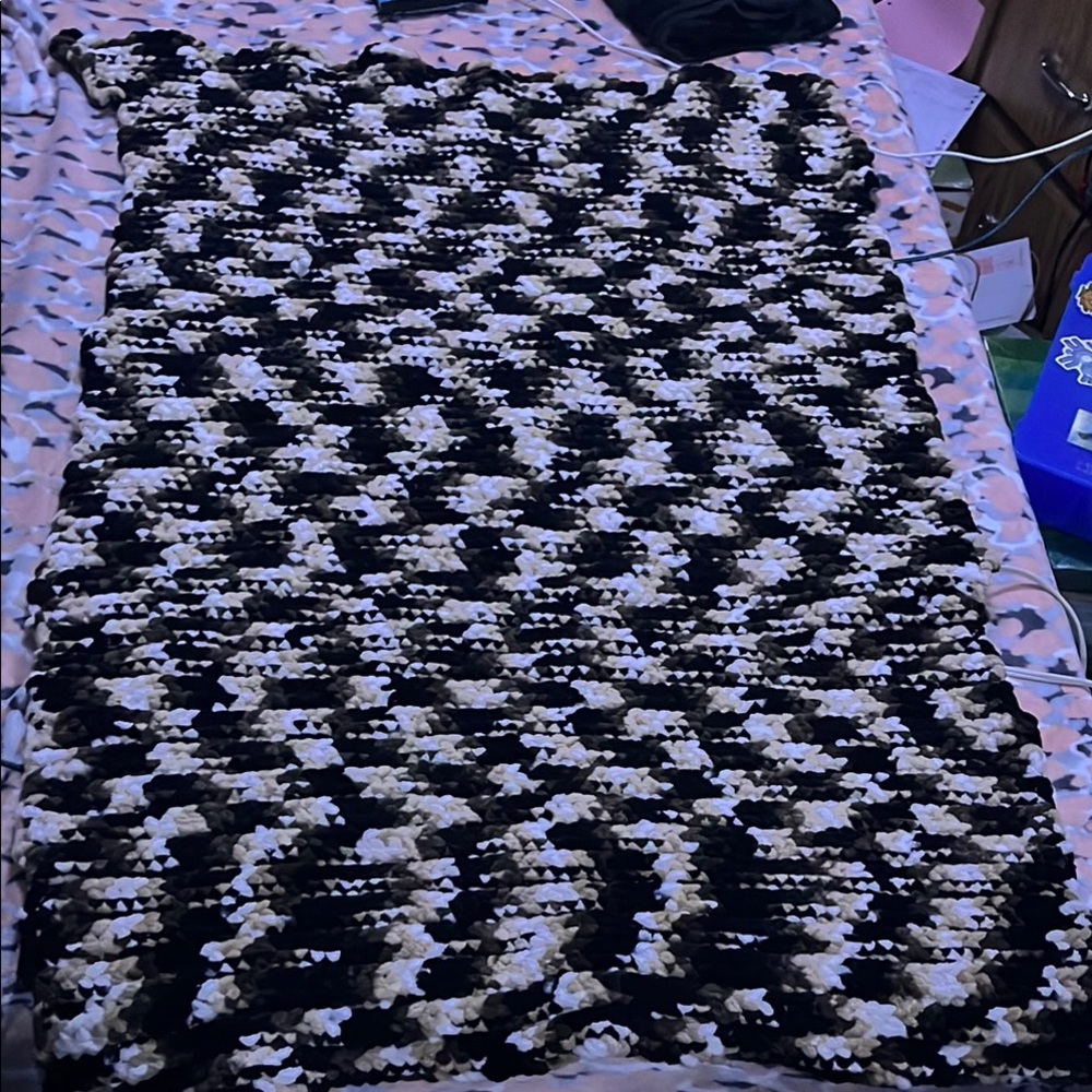 Black and Cream Crochet Blanket